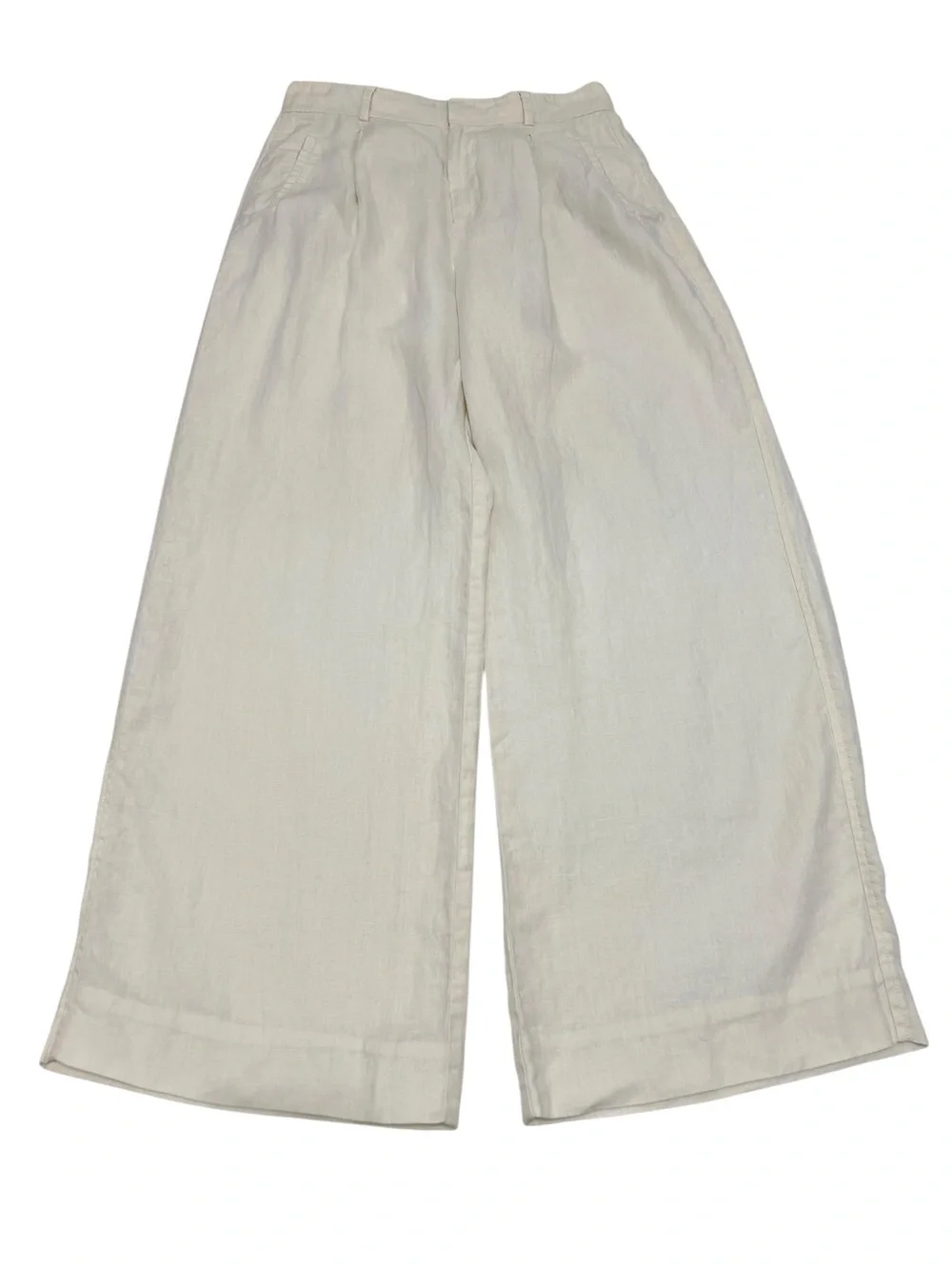 Everlane The Linen Way-High Drape Pant Wide-Leg Bone Cream Size 8